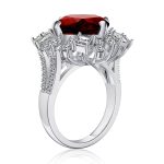 MSBLUE Unique Natural Garnet Cushion Ring in Sterling Silver Sale Coupon