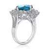 MSBLUE Unique Natural Blue Topaz Cushion Ring in Sterling Silver Sale Coupon