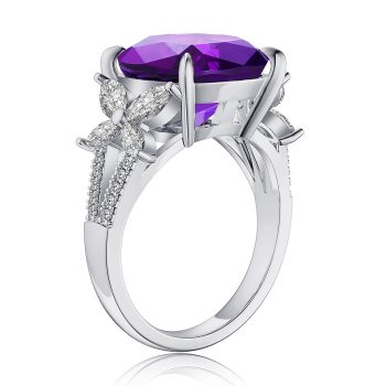 MSBLUE Natural Amethyst Butterfly Frame Split Band Ring Sale Coupon