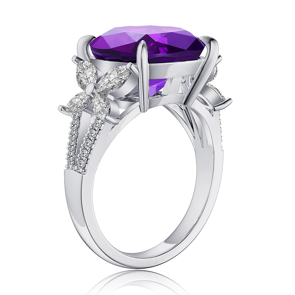 MSBLUE Natural Amethyst Butterfly Frame Split Band Ring Sale Coupon