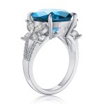 MSBLUE Natural Blue Topaz Butterfly Frame Split Band Ring Sale Coupon