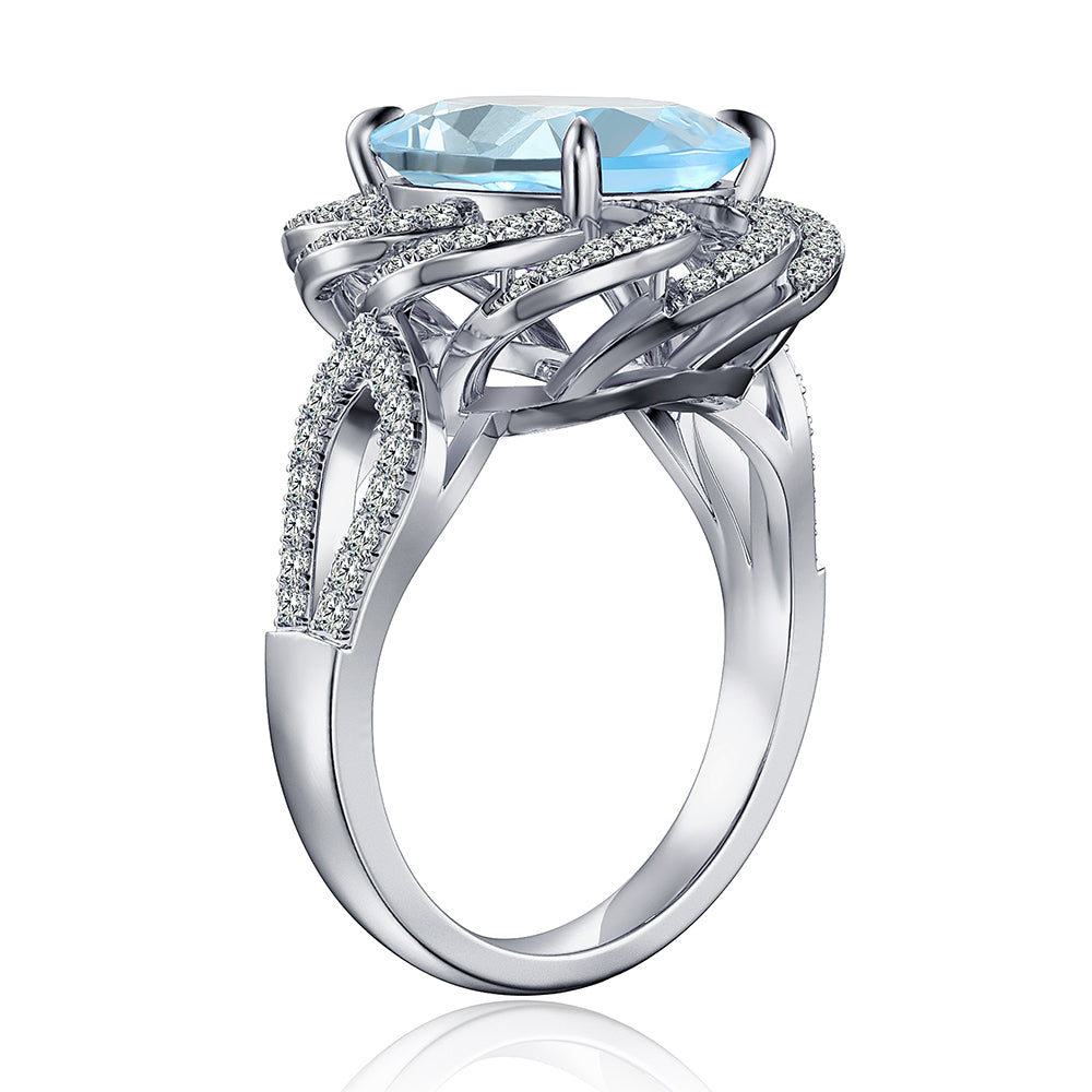 MSBLUE Natural Blue Topaz Cathedral-Style Split Band Ring Sale Coupon