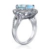 MSBLUE Unique Natural Topaz Oval Split Band Ring Sale Coupon