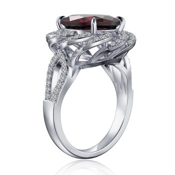 MSBLUE Unique Natural Garnet Oval Split Band Ring Sale Coupon