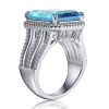 MSBLUE Natural Topaz Three Split Band Halo Emerald-Cut Ring Sale Coupon