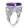 MSBLUE Natural Amethyst Butterfly Frame Ring in Sterling Silver Sale Coupon