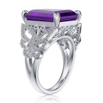 MSBLUE Natural Amethyst Butterfly Frame Ring in Sterling Silver Sale Coupon