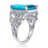 MSBLUE Natural Blue Topaz Butterfly Frame Ring in Sterling Silver Sale Coupon