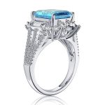 MSBLUE Natural Topaz Emerald-Cut Three Split Band in Sterling Silver Sale Coupon