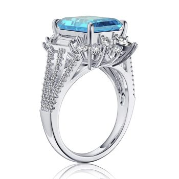 MSBLUE Natural Topaz Emerald-Cut Three Split Band in Sterling Silver Sale Coupon