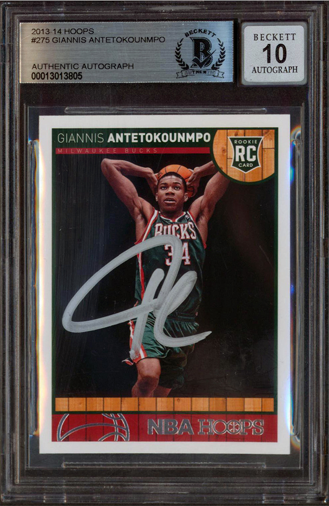 Bucks Giannis Antetokounmpo Signed 2013 Hoops #275 RC Auto Mint 10! BAS Slabbed Sale Coupon