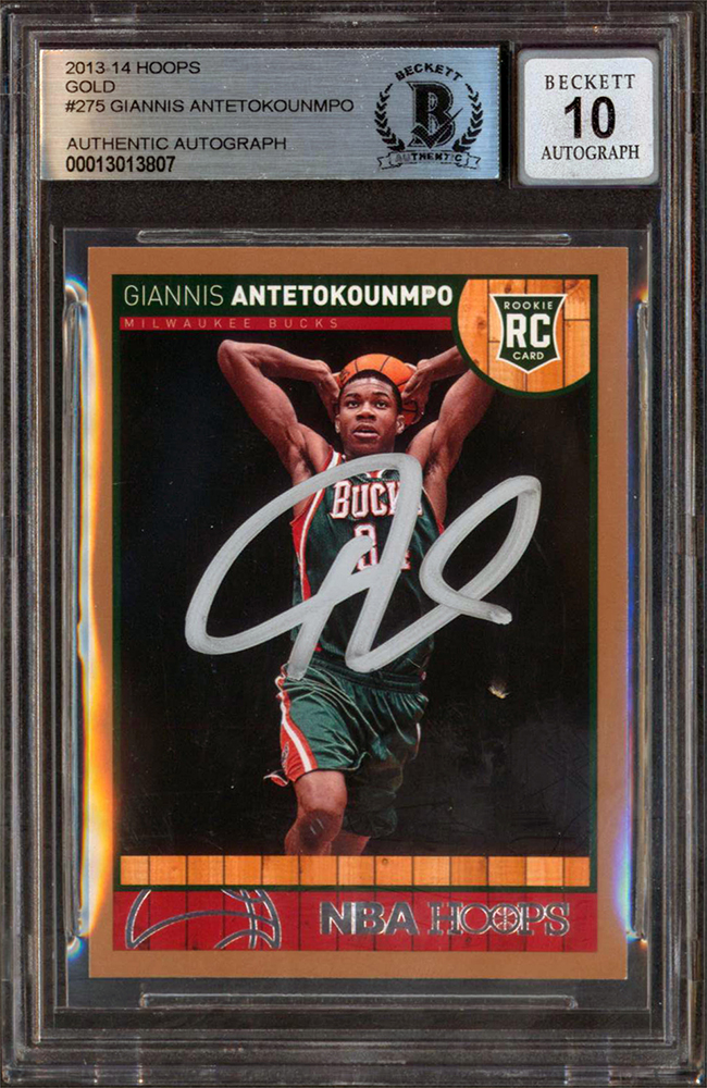 Bucks Giannis Antetokounmpo Signed 2013 Hoops Gold #275 RC Auto 10! BAS Slab Sale Coupon