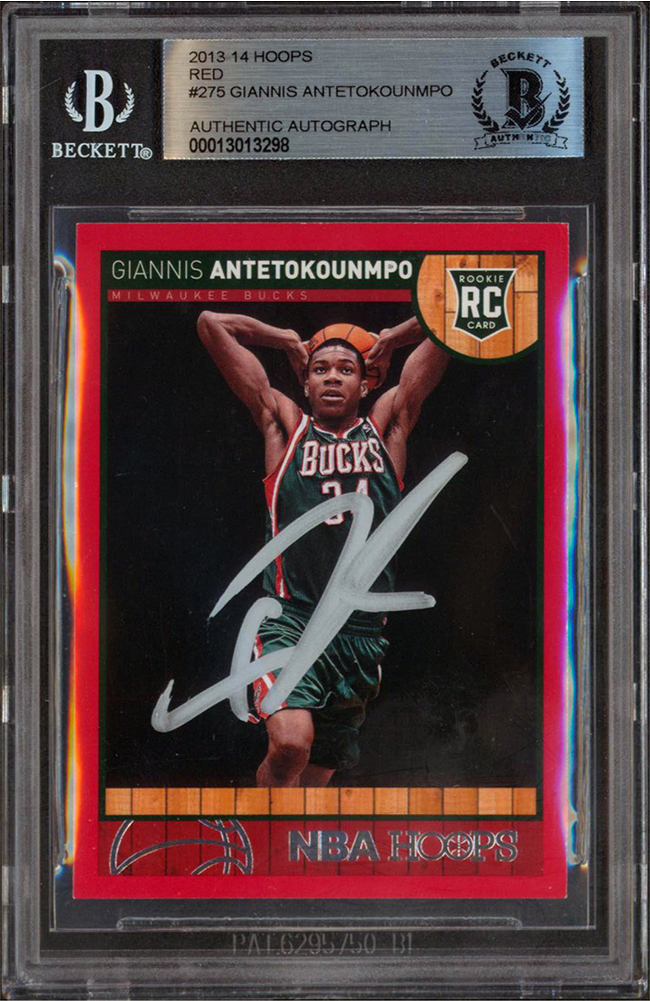 Bucks Giannis Antetokounmpo Signed 2013  Hoops Red #275 Rookie Card BAS Slabbed Sale Coupon