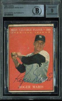 Yankees Roger Maris Signed 1961 Topps #478 Card Auto Graded Mint 9! BAS Slabbed Sale Coupon