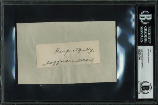 Jefferson Davis “Respectfully” Authentic Signed 1.35×3.5 Cut Signature BAS Slab Sale Coupon