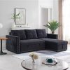 91 2Seat Polyester Upholstered Sectional Sofa Bed with Chaise Black Sale Coupon