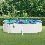 Swimming Pool with Steel Wall Oval 490x360x120 cm White Sale Coupon