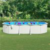 Swimming Pool with Steel Wall Oval 610x360x120 cm White Sale Coupon