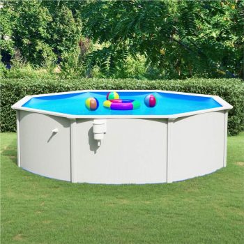 Swimming Pool with Steel Wall Round 460×120 cm White Sale Coupon