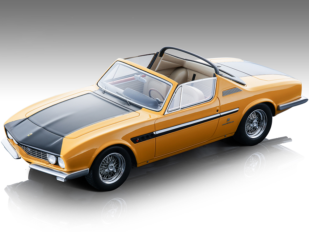 Diecastmodelswholesale 1967 Ferrari 330 GTC Michelotti Convertible Yellow and Matt Black Mythos Series Limited Edition to 145 pieces Worldwide 1/18 Model Car by Tecnomodel Sale Coupon
