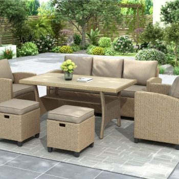 6 Pieces Outdoor Rattan Furniture Set Brown Sale Coupon