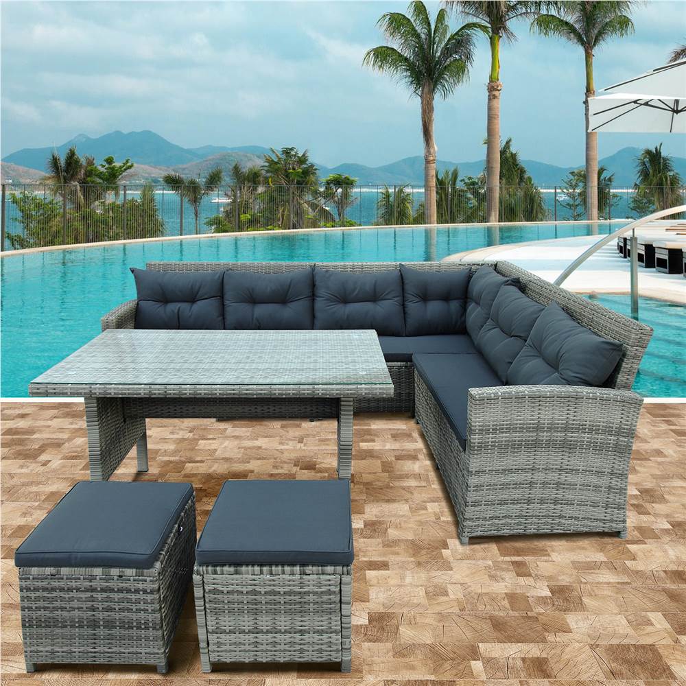 TOPMAX 6 Pieces Outdoor Rattan Furniture Set Gray Sale Coupon
