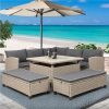 TOPMAX 6 Pieces Outdoor Rattan Furniture Set Gray Sale Coupon