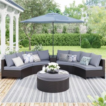 TOPMAX 6 Pieces Outdoor Rattan Furniture Set Brown  Gray Sale Coupon