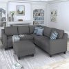 USTYLE 5Seat Microfiber Upholstered Sofa with Ottoman Gray Sale Coupon
