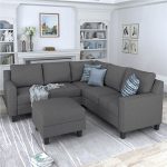 USTYLE 5Seat Microfiber Upholstered Sofa with Ottoman Gray Sale Coupon