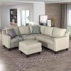 USTYLE 5Seat Microfiber Upholstered Sofa with Ottoman Beige Sale Coupon
