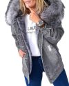 CHICME Ripped Button Front Fuzzy Hooded Denim Coat Sale Coupon