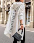 CHICME Letter Heart Print Longline Hooded Cardigan Sale Coupon
