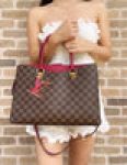 Gaby’s Bags Louis Vuitton Riverside Damier Ebene Satchel Shoulder Bag Brown Fuchsia Pink Coupon Sale