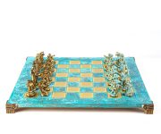 Archaic Period Solid Brass Chess Set in Turquoise – 17″ on Sale Coupon From The Real Masters Of Chess