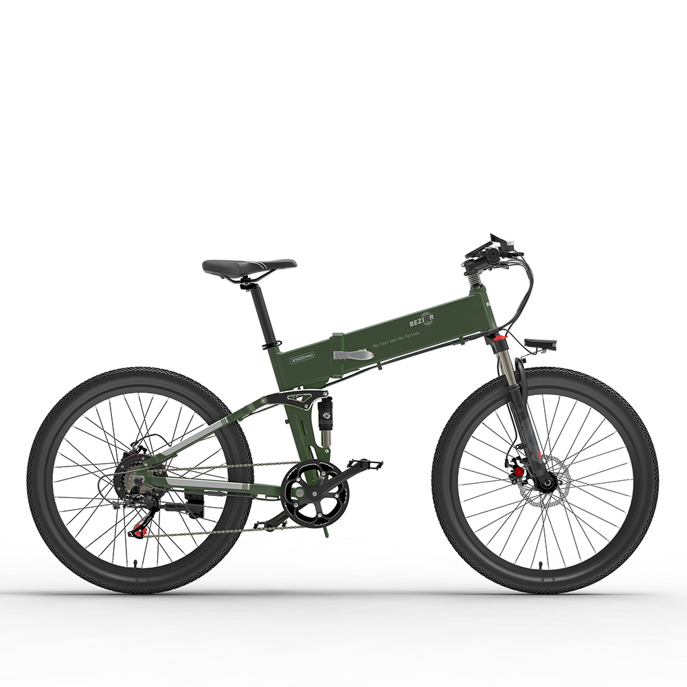 BEZIOR X500 Pro 26 inch Folding Electric Bike 104Ah 500W  Black Green Sale Coupon