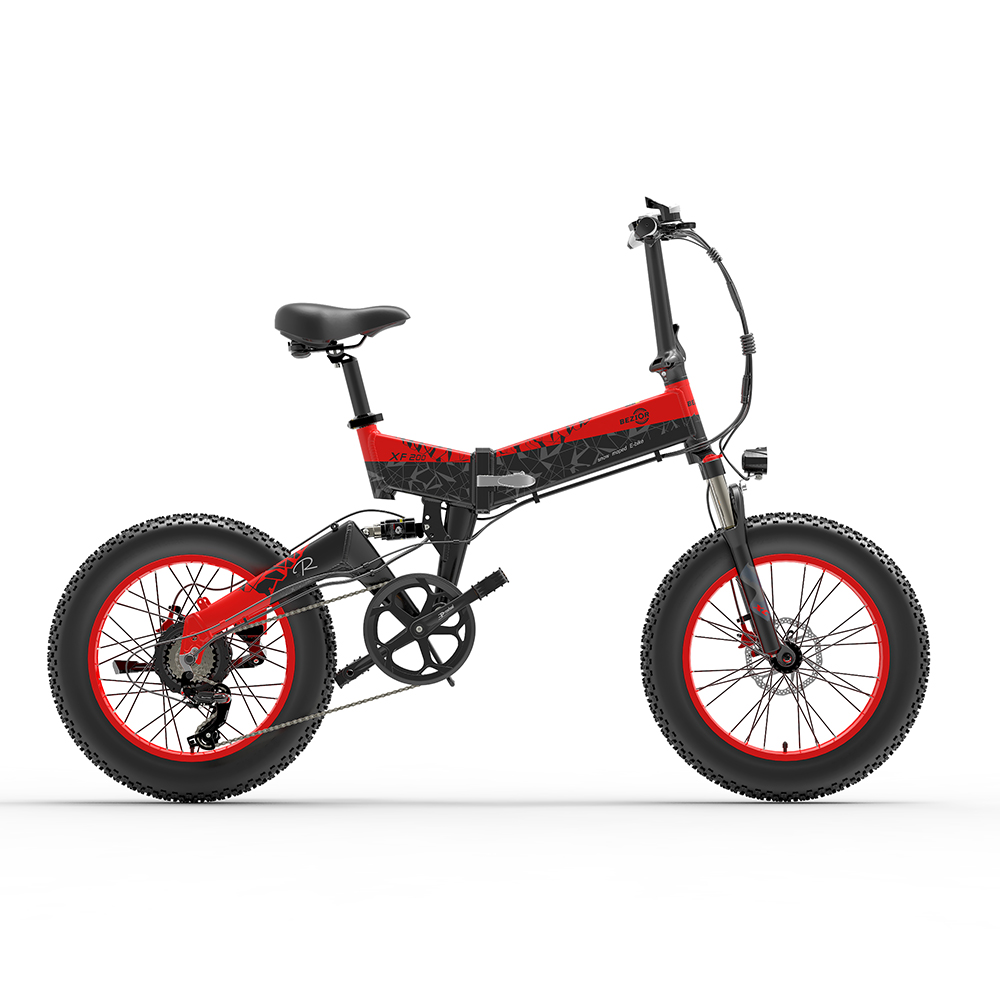 BEZIOR XF200 Folding Electric Bike 20×40 inch 15Ah 1000W Black Red Sale Coupon