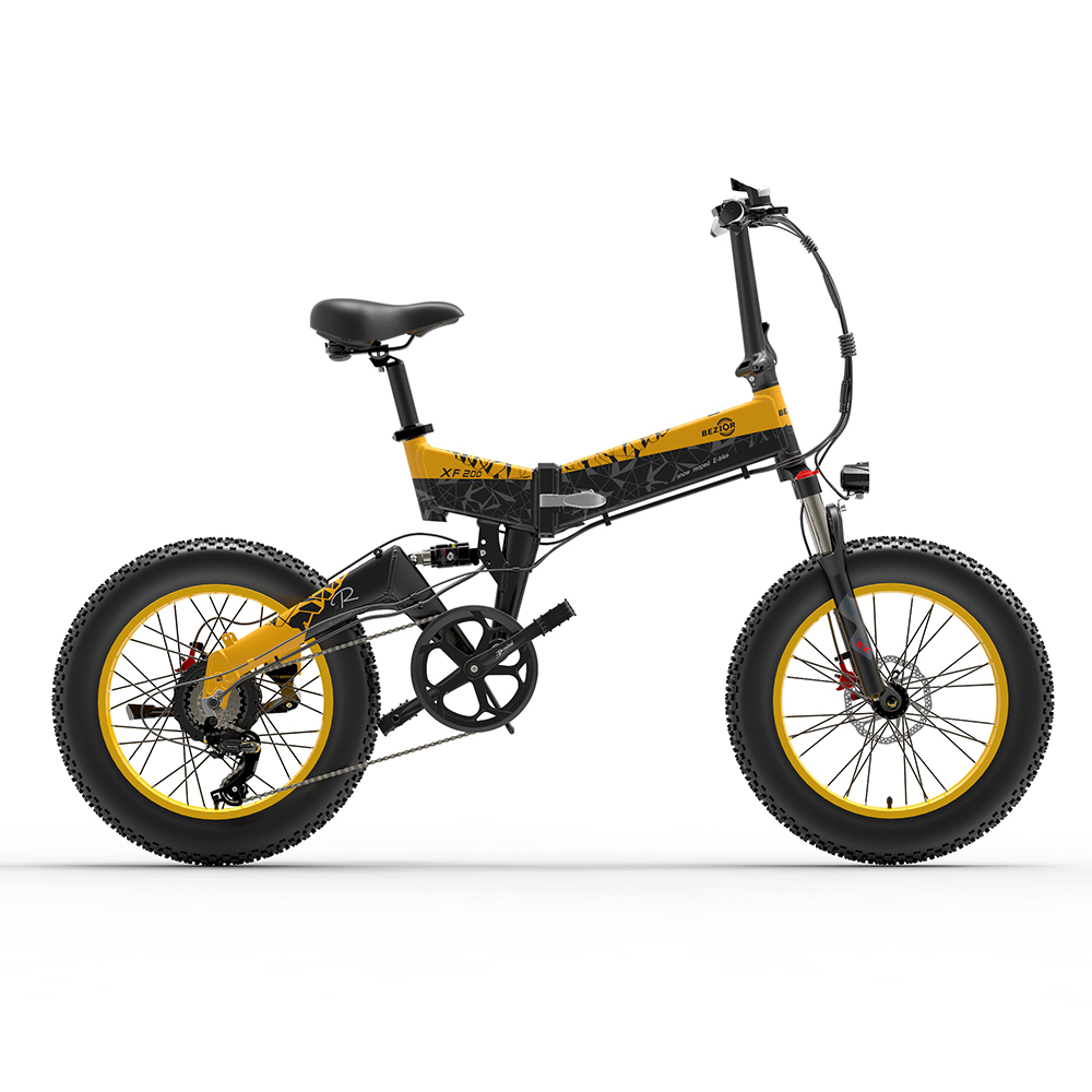 BEZIOR XF200 Folding Electric Bike 20×40 inch 15Ah 1000W Black Yellow Sale Coupon