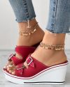 CHICME Canvas Buckled Cutout Wedge Sandals Sale Coupon