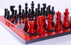 Black and Red Alabaster Chess Set with Wood Frame on Sale Coupon From The Real Masters Of Chess