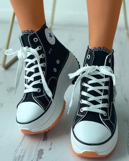 CHICME Eyelet Lace-up Flatform Canvas Sneaker Sale Coupon
