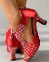 CHICME Peep Toe Zip Back Rhinestone Latin Dace Shoes Sale Coupon