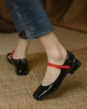 CHICME Square Toe Colorblock Chunky Mary Jane Shoes Sale Coupon