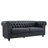 2seats PU Leather Sofa Solid Wood Oak Legs Black Sale Coupon