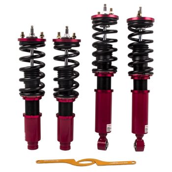 MAXPEEDINGRODS Adj. Damper Full Set compatible for HONDA CR-V 1996-2001 Coilover Absorber Kit Red Sale Coupon