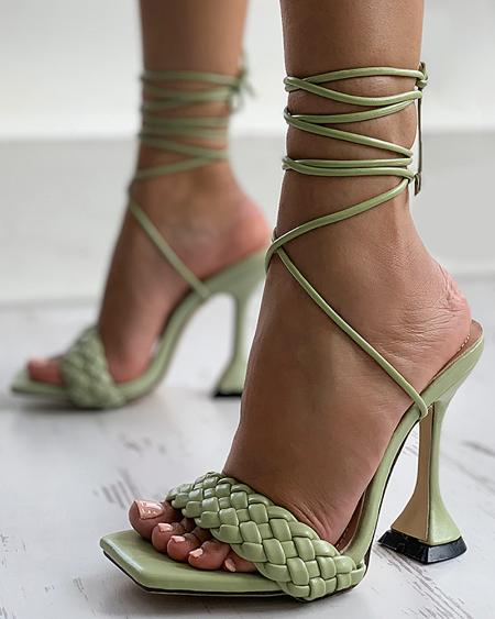 CHICME Braided Strappy Pyramid Heel Sale Coupon