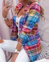 CHICME Plaid Print Flap Detail Shawl Collar Blazer Sale Coupon