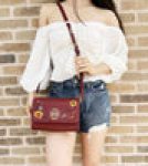 Gaby’s Bags Tory Burch Britten Embellished Combo Crossbody Pebbled Leather Blood Red Floral Coupon Sale
