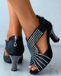 CHICME Peep Toe Zip Back Rhinestone Latin Dace Shoes Sale Coupon