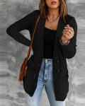 CHICME Pocket Button Design Long Sleeve Braided Knit Cardigan Sale Coupon